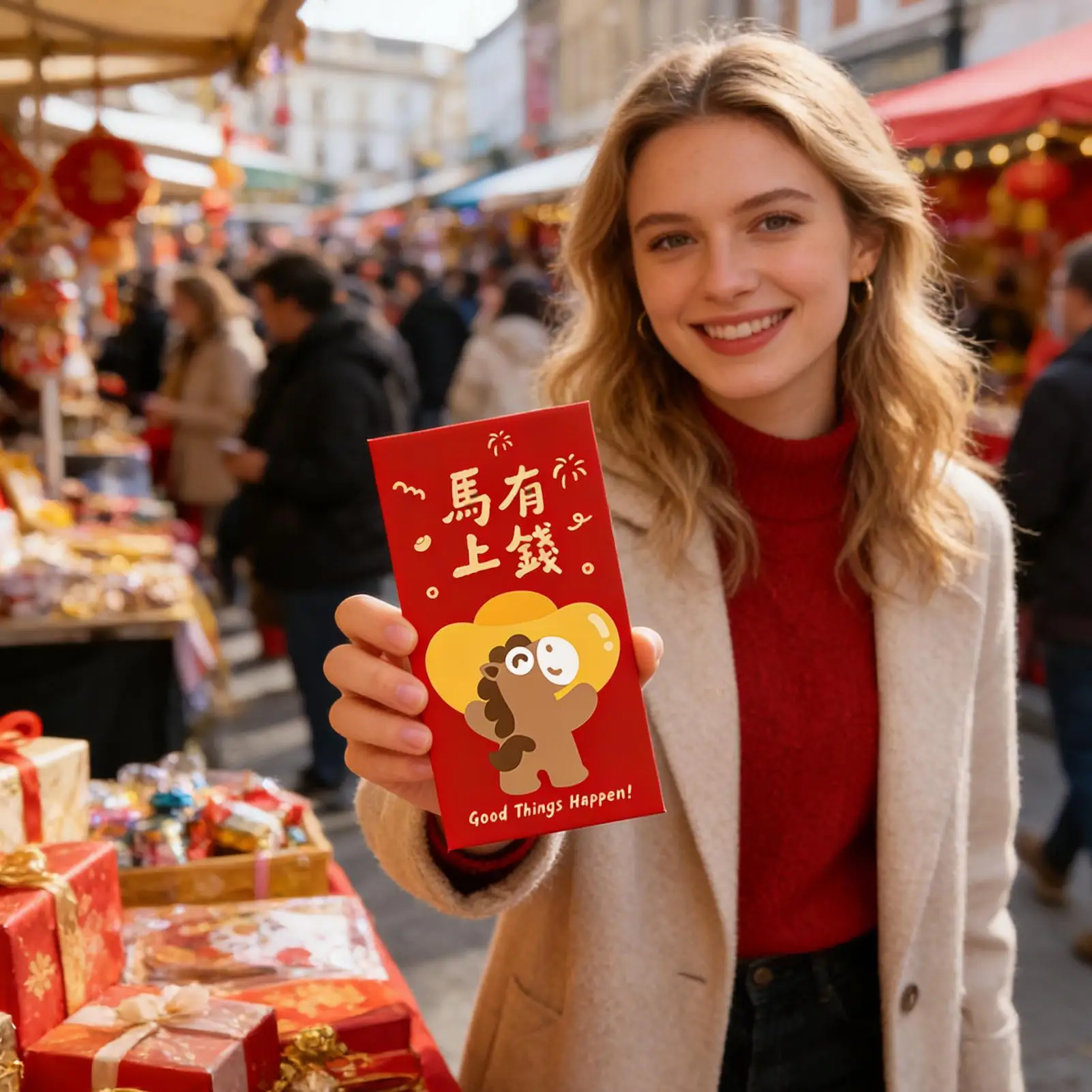 Lunar New Year Envelopes 9x17cm Cute Paper Money Pocket Year Of The Horse Red Envelopes For Spring Festival Holiday Wedding