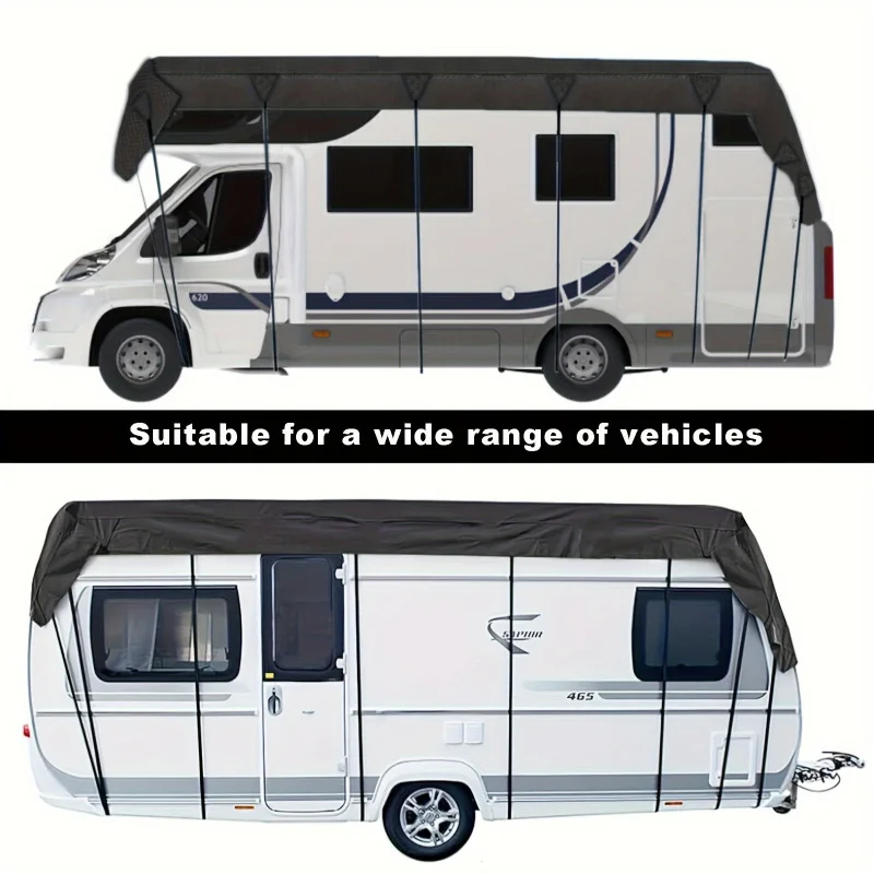 RV Cover, Windproof Rainproof Dustproof Large Camping Car RV Cover, Oxford Cloth 210D, Suitable for Various Different Types