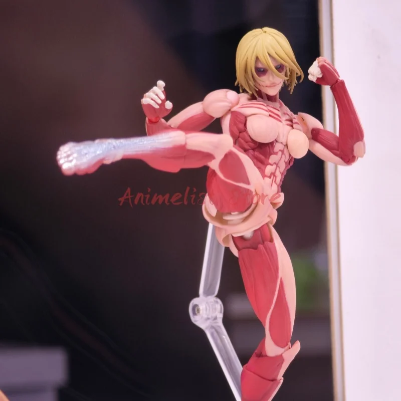 Original kaiyodo revoltech incrível ataque yamaguchi em titã feminino titan figura de ação annie leonhart eren titan figuras modelo
