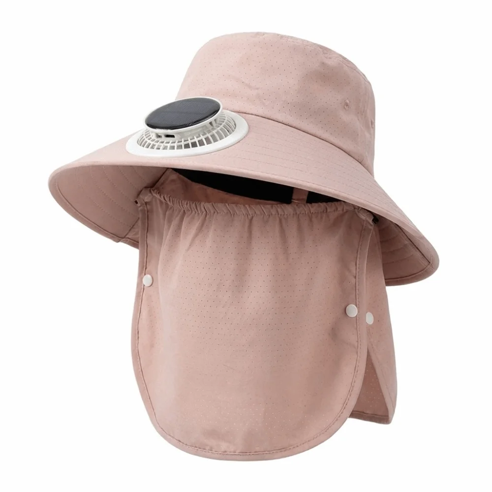 Adjustable Solar Fan Hat Breathable Long-lasting Wide Brim Fishing Hat Sun Protection Portable Sun Shading Hat for 3.7V300MAH
