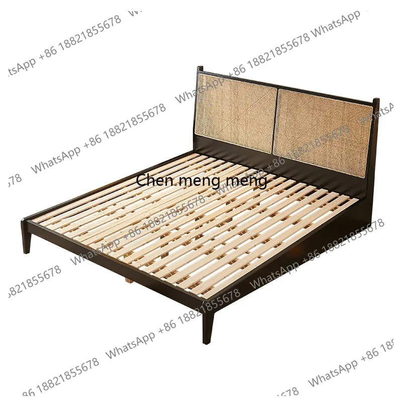 

Modern solid wood light luxury bed Japanese-style bedroom 1.8 double bed master room queen bed simple