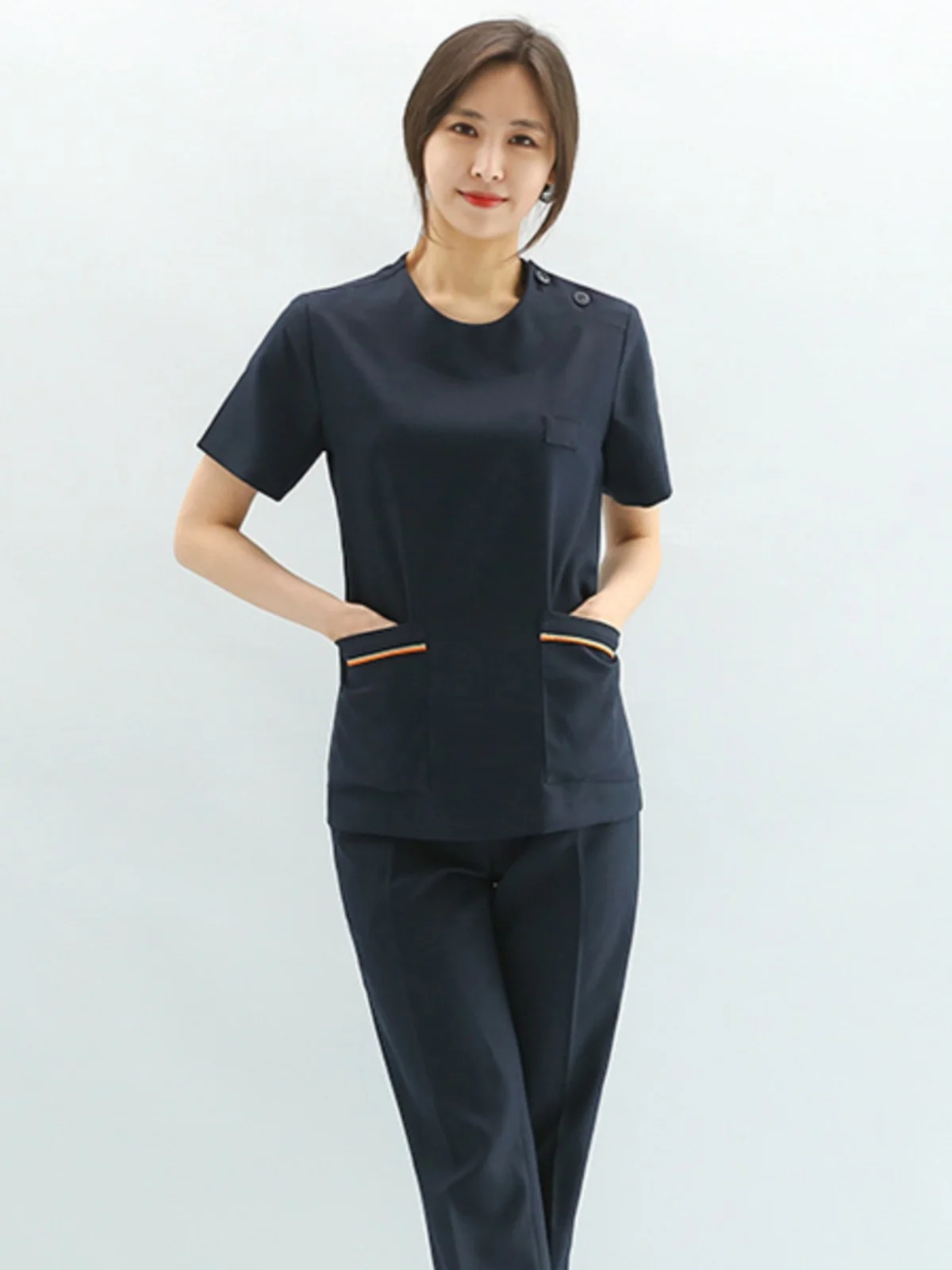 

Korean Style Short Sleeve Nurse Uniform Medical Beauty Workwear Dental Surgery Doctor Suit Polyester Material Ladies Set