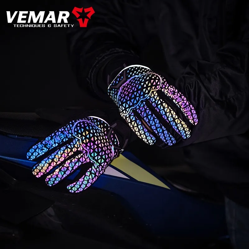 

VEMAR Men's Motorcycle Gloves Autumn Winter Reflective Gloves TPU Anti-drop Shell Anti-slip Women's Gloves Guantes Moto