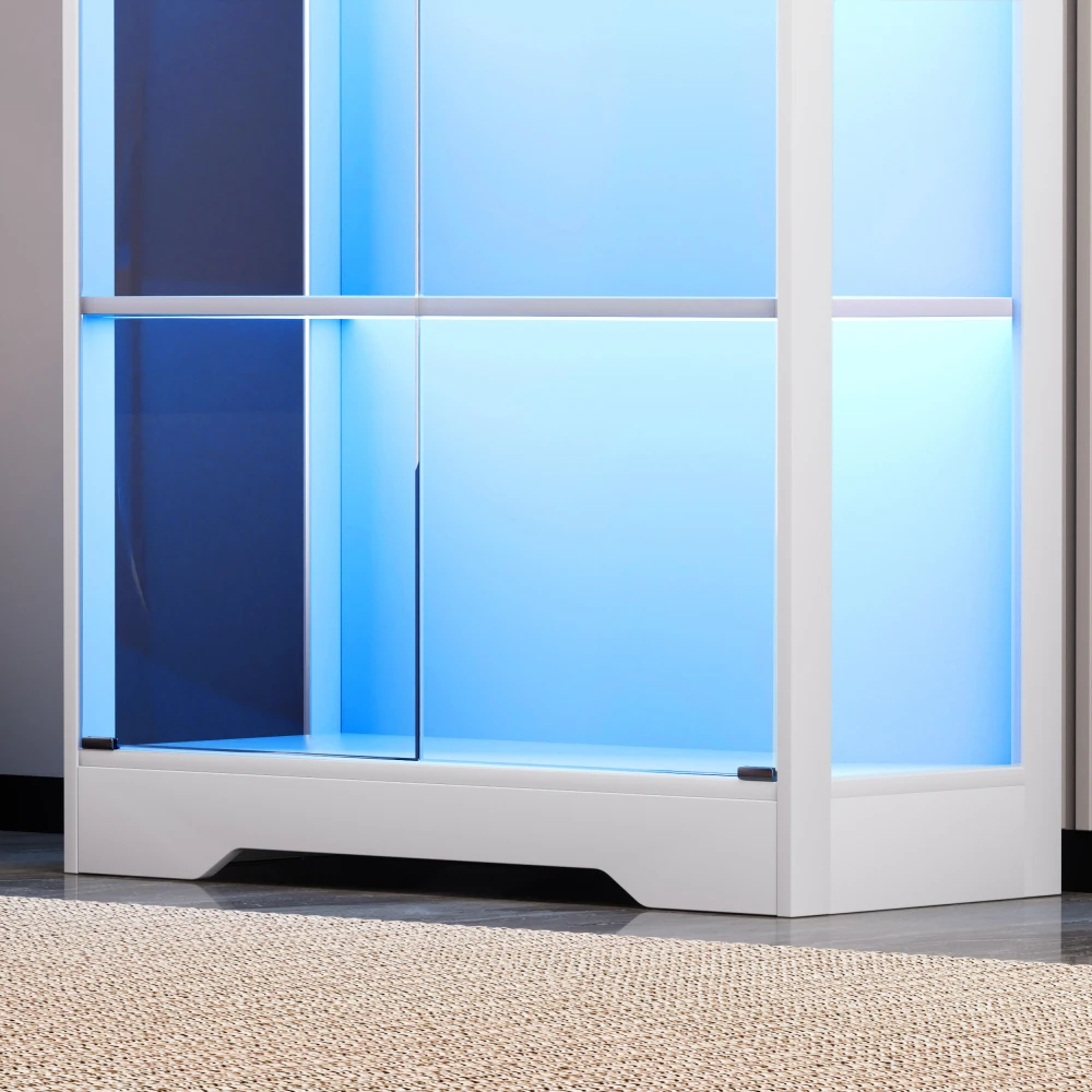 Vierstöckige Glasvitrine mit Stauraum, LED-Beleuchtung, Glastüren und intelligenten Sensoren, staubdichte Glasvitrine – Detail 39