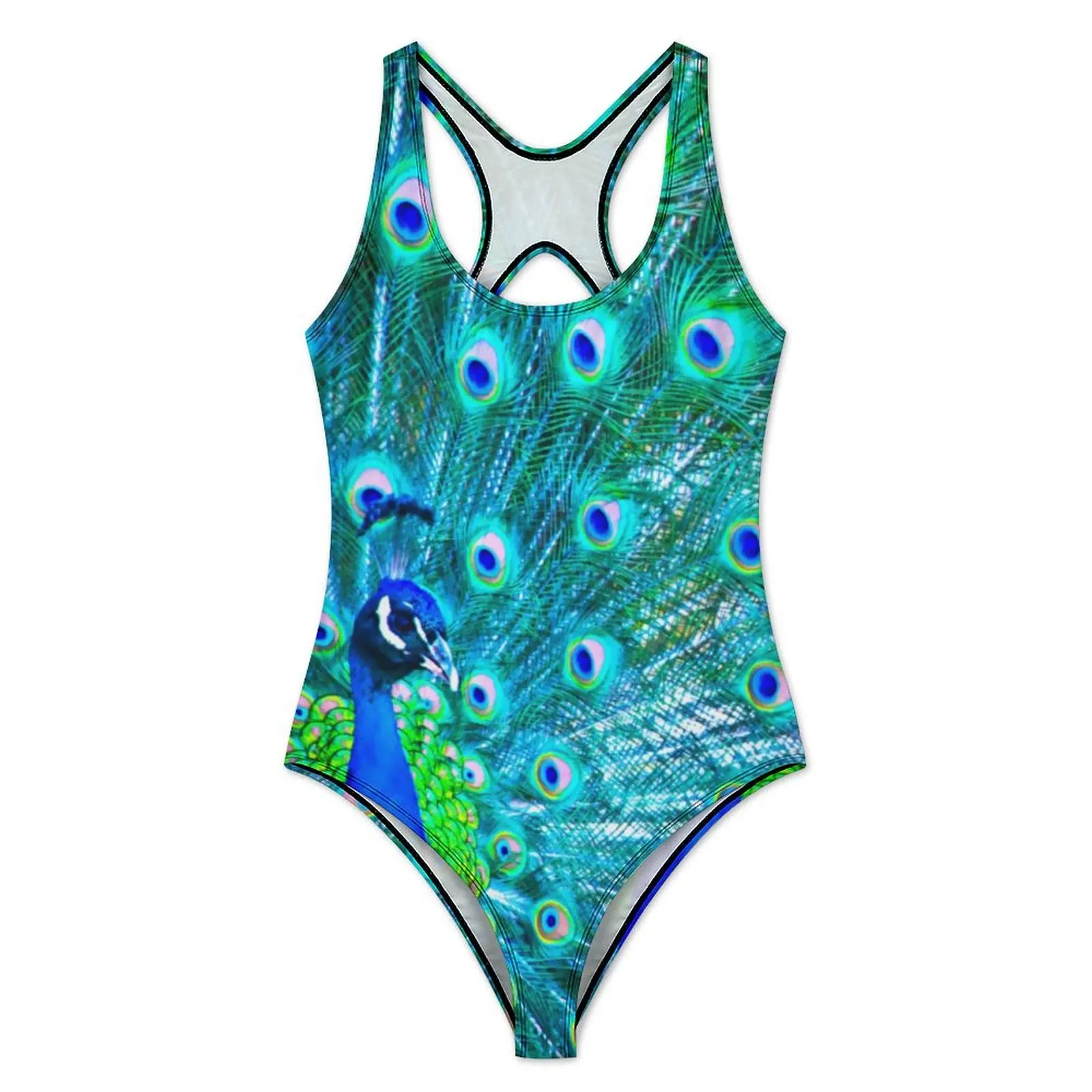 Peacock Swimsuit Animal Feathers Swimwear One Piece Holiday Printed Swimsuits High Cut Bathing Suit Women Push Up Sexy Beachwear