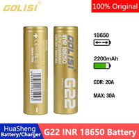 Original Golisi IMR 18650 Battery 2200mah Capacity G22 CDR 20A 3.7V Rechargeable 18650 Li-ion Battery For Toy Flashlight Toys