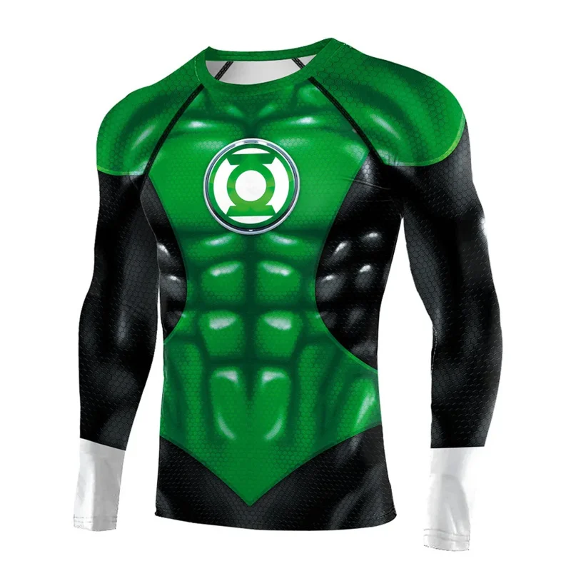 Film Green Lantern Camicia cosplay Manica lunga Abbigliamento sportivo Top Green Lantern Camicia sportiva da uomo T-shirt