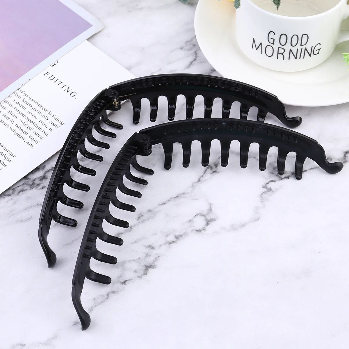 

10 PCS Hair Grips Banana Clip Clips Ponytail for Women's Large Claw Clamp Black Barrettes
