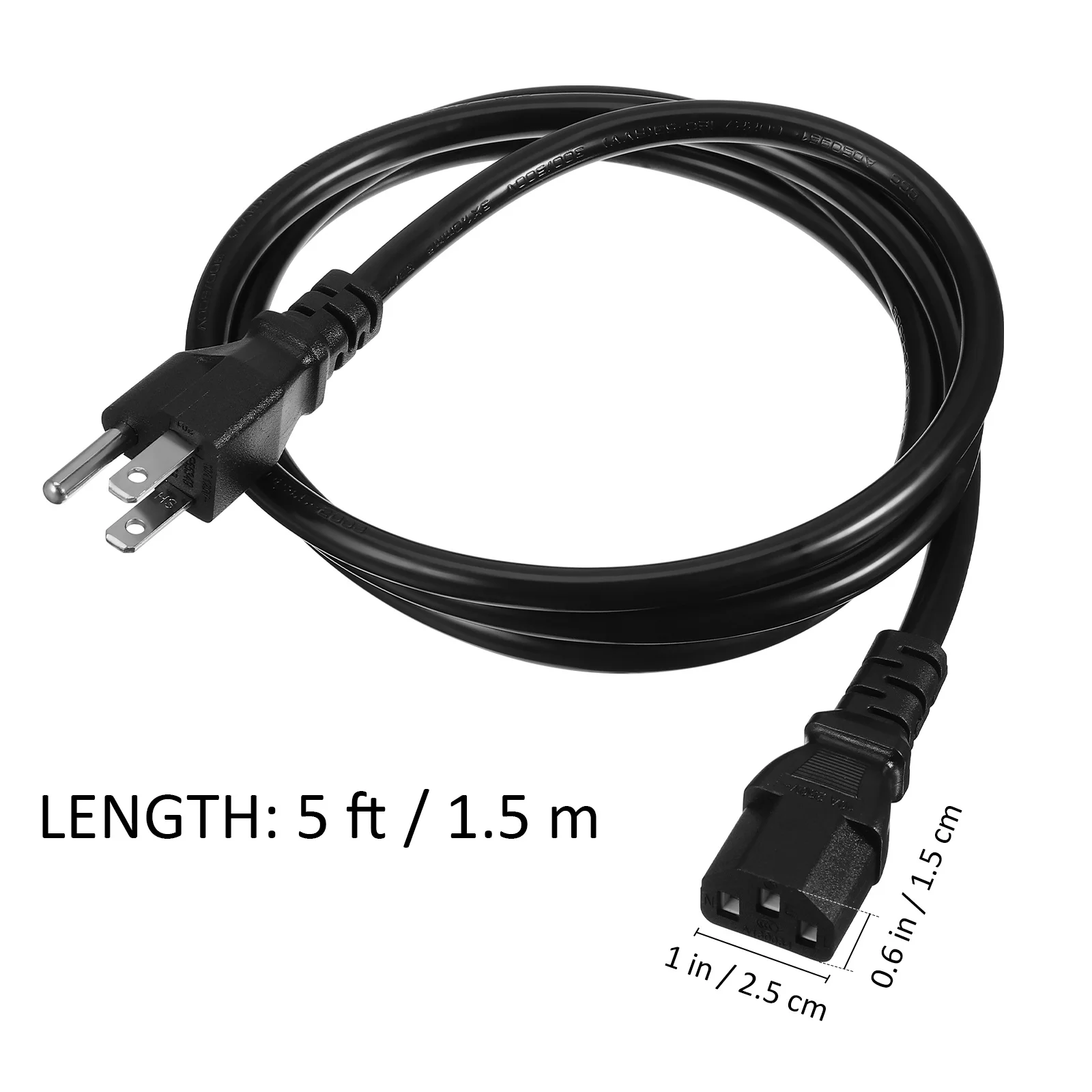 1.5M Power Cord 3 Prong Extension Cord For Electric Kettle Microwave Printer Computer Monitor Appliance Cable Replacement
