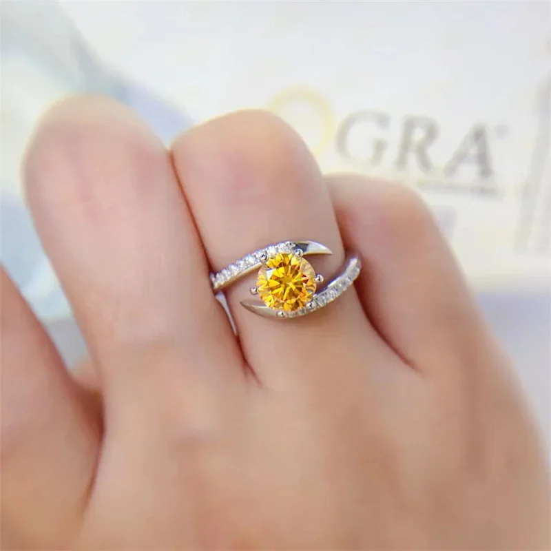 Sace Edelsteine gra zertifiziert d Farbe 1ct Moissan ite Ring 925 Sterling Silber mit 18 Karat Weißgold Ring für Frauen edlen Schmuck plattiert