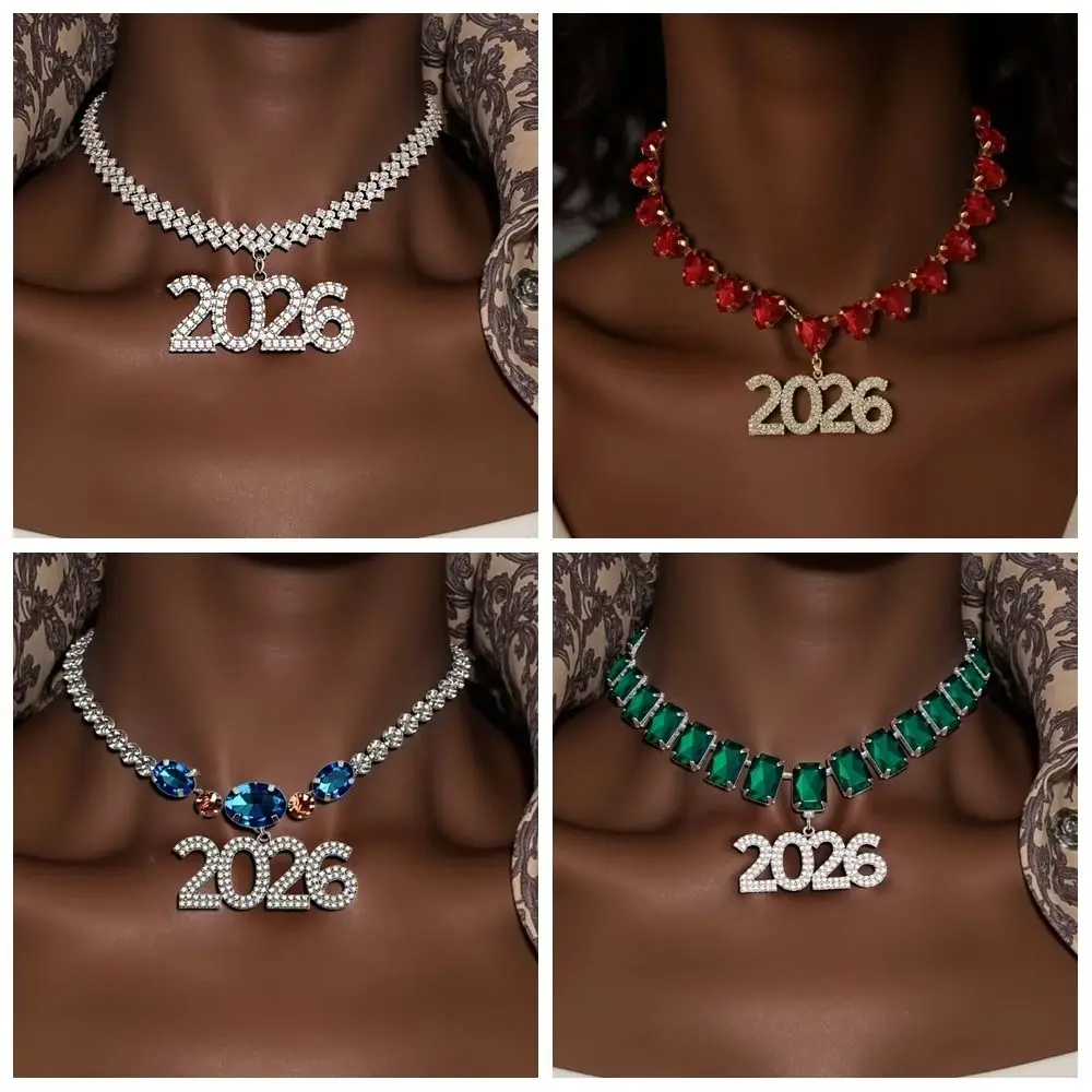 كريستال 2026 قلادة قلادة الحب القلب هندسية حجر الراين الترقوة سلسلة مربع مبالغ فيه 2026 السنة الجديدة مجوهرات الفتيات #2
