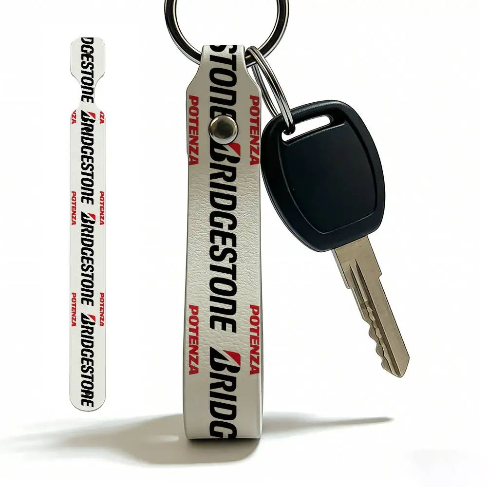 Motorcycle Bridgestone PU Leather Keychain Minimalist Key Holder Durable Key Organizer Car Keys Bag Accessories Gift - view 5