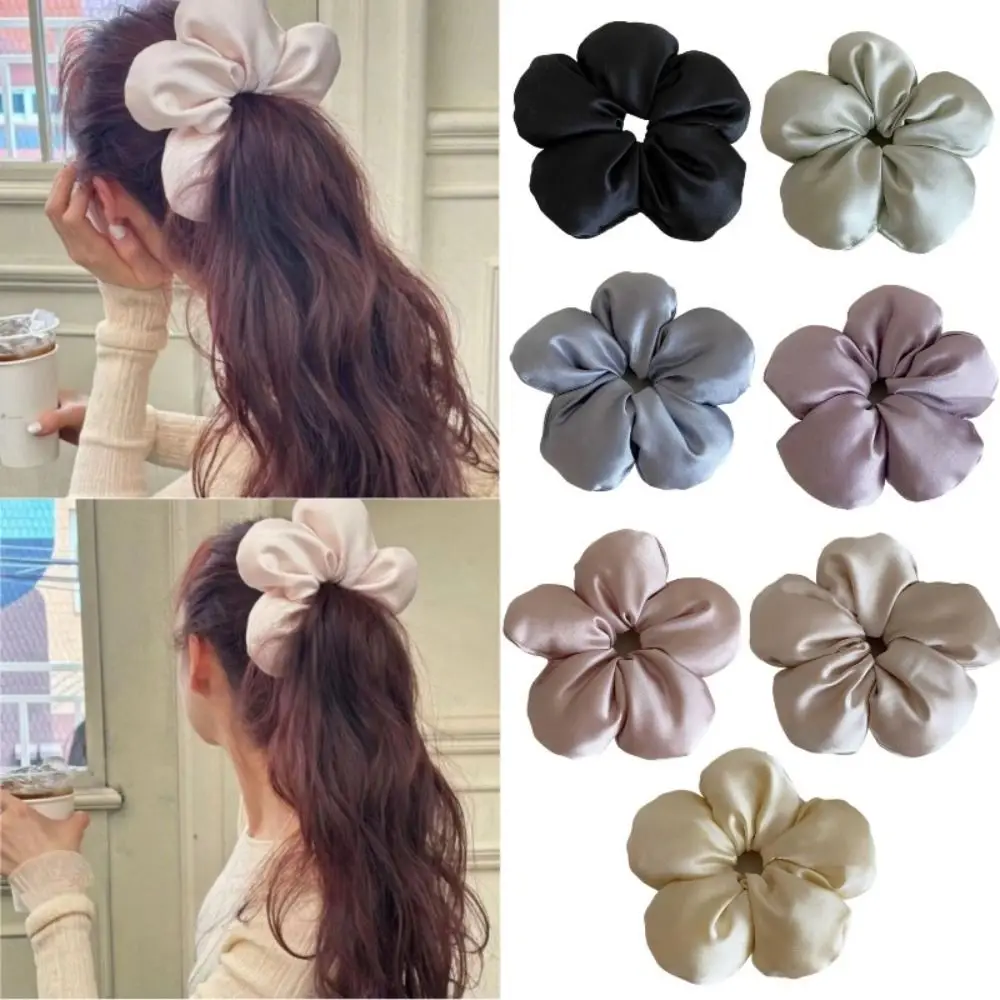 

Silky Satin Oversized Flower Scrunchie Oversized Flower Headdress Elastic Hair Band Flower Shape Ponytail Holder Ladies