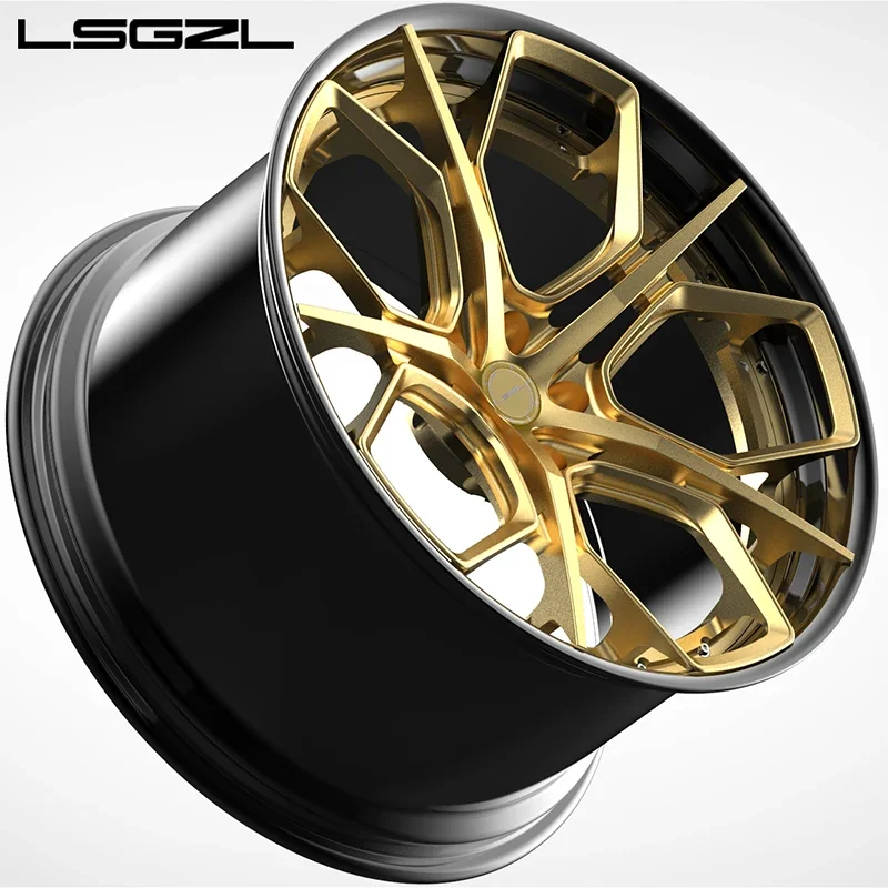 2 piece forged alloy car wheel golden wheel 5x120 5x112 rim 5x127 6x139.7 rim for  car