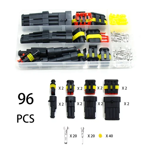 Imagen 2 del producto Kit de conectores a prueba de agua, conector rápido de cable automotriz, cableado eléctrico en el coche, enchufe de sellado automático 1, 2, 3, 4, 5, 6 pines, Kit de enchufe