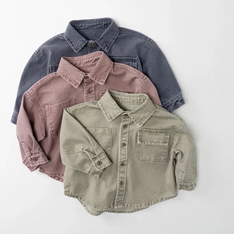 1-7 Y Kids Clothes Autumn New Boys Shirts Korean Style Full Length Boys Blouse  Fashion Kids Clothing