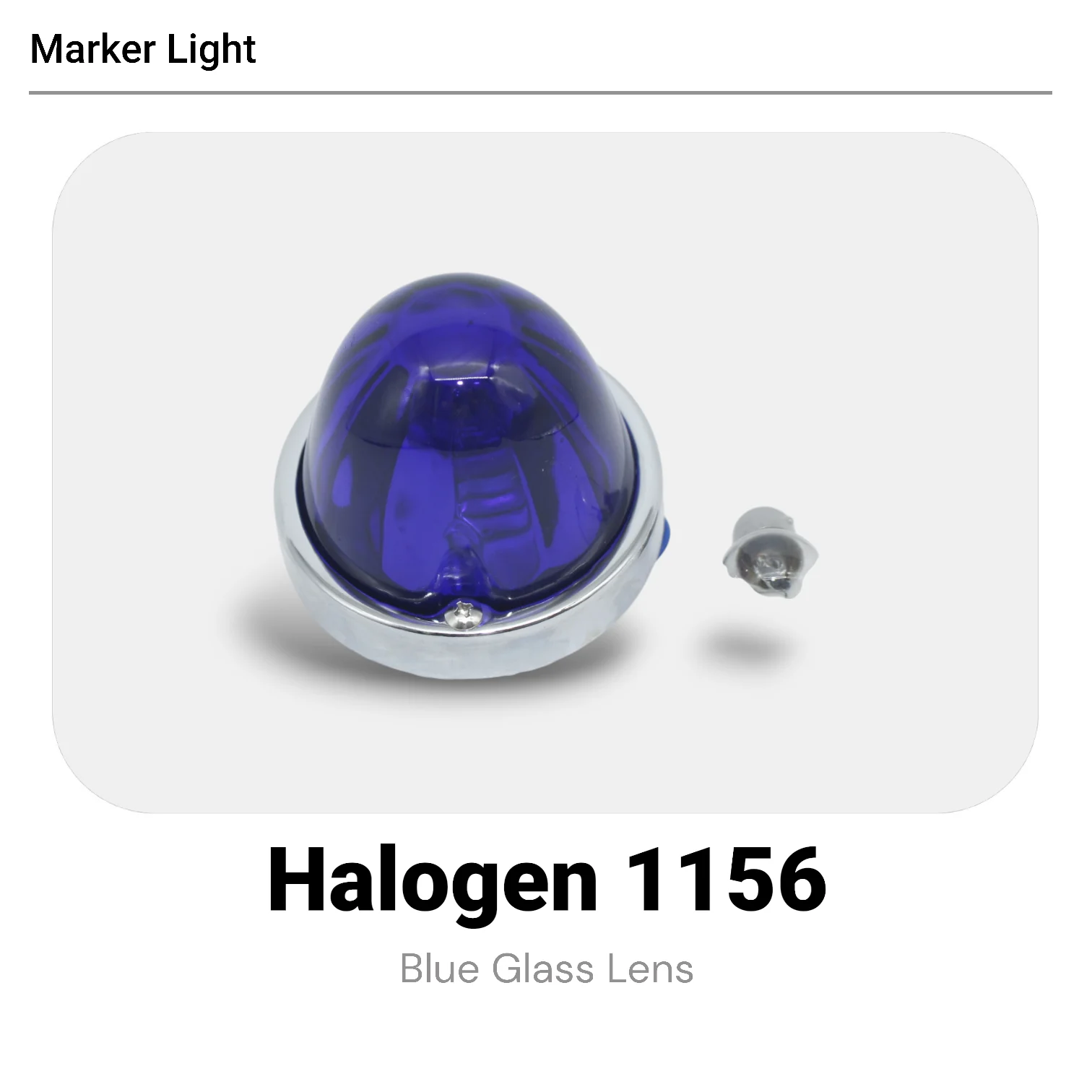 

24V 88mm Blue Glass Side Light Stainless Steel 1156 Bulb For Truck Pickup Off Road