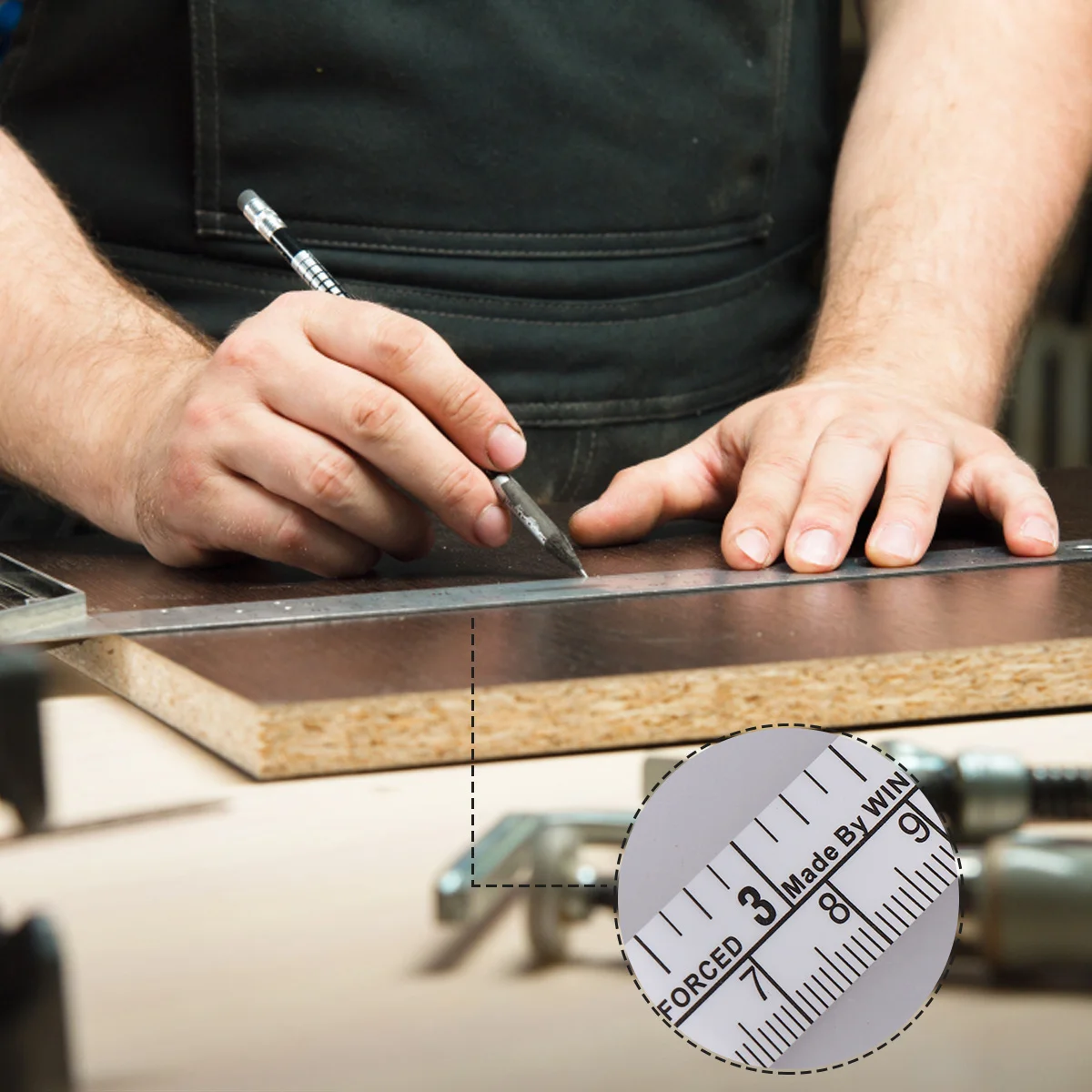 

30Cm Waterproof Oil-Proof Self-Adhesive Measuring Ruler 12 Inch Silver For Sewing Machine Workbench Desk Drafting Table Sticky