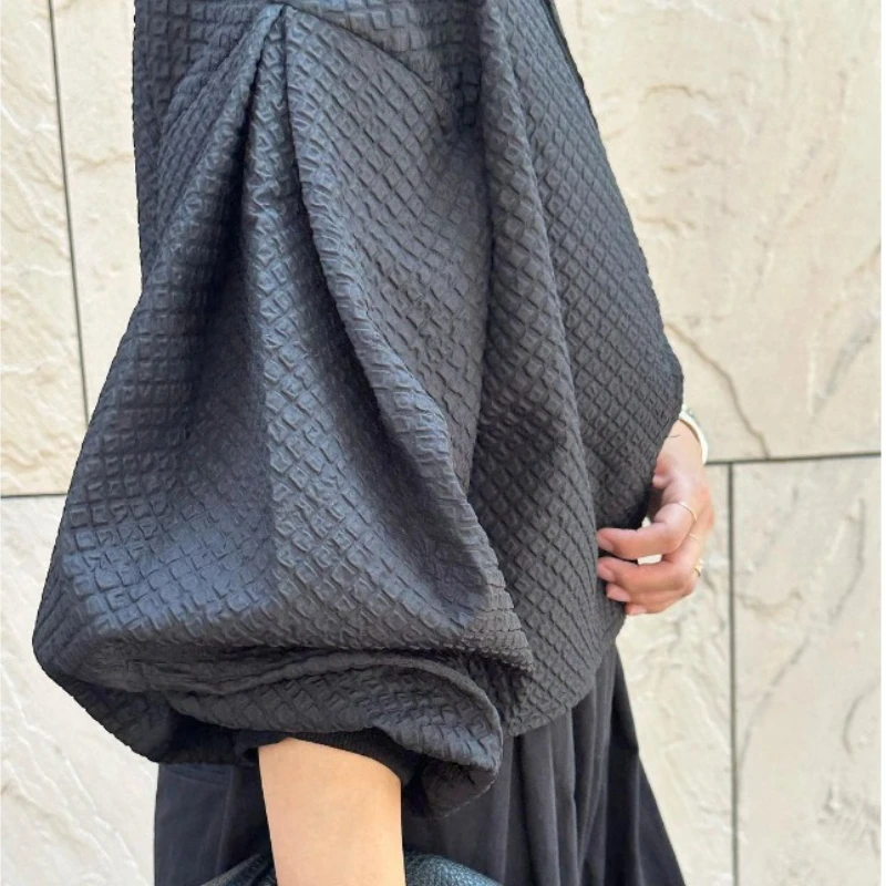 2024 inizio autunno coreano stile giapponese o-collo cappotto corto solido manica a sbuffo cerniera Crop Top 2024 giacca leggera allentata Casual