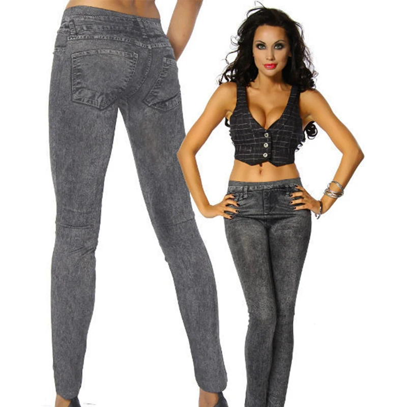 2023 nowych seksownych kobiet Denim Snowflake Skinny spodnie rozciągliwe moda miękkie rajstopy legginsy czarny i niebieski kobieta dżinsy