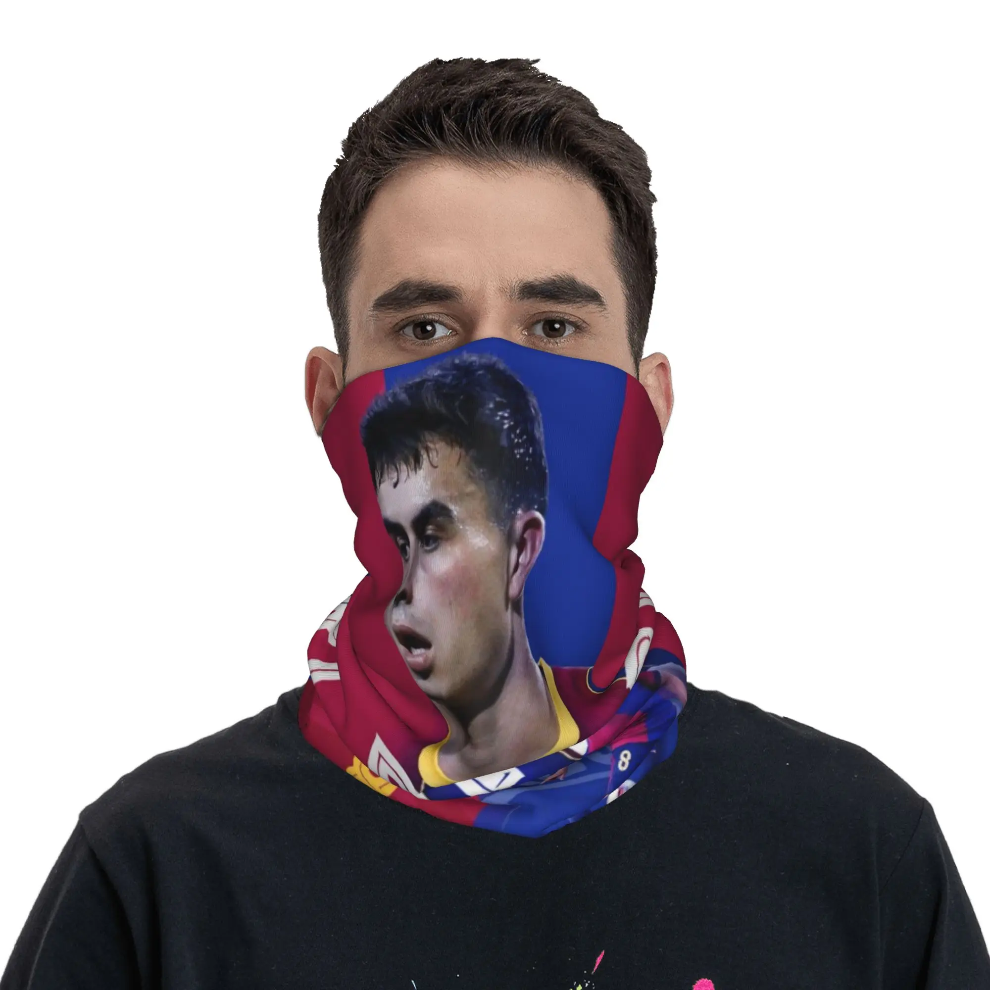 Pedris Spain Bandana Neck Cover Printed Football Soccer Number 8 Mask Scarf Multi-use Headwear Hiking for Men Women Adult