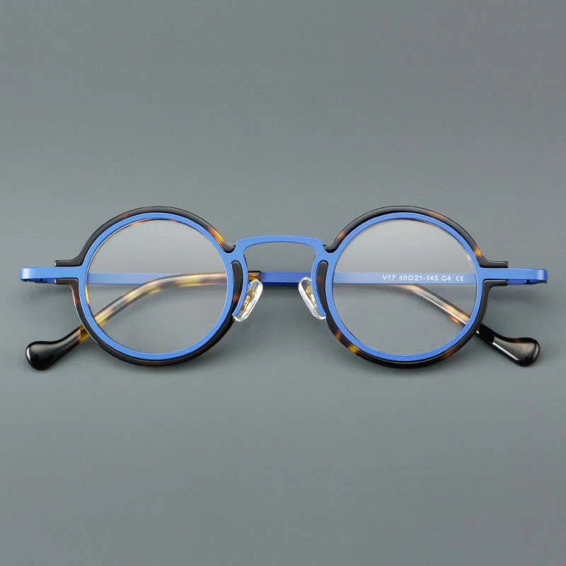 HONKAN Ultraleichter Acetat-Rahmen Metall-Brillengestell Retro Runde Lesebrille für Herren und Damen Hochwertiger Optischer Brillenrahmen – Detail 12