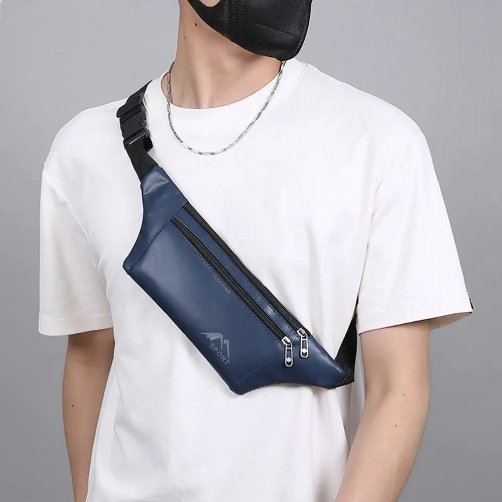 

New PU Leather Man Waist Bag Multifunctional Phone Pouch Crossbody Bag Waterproof Chest Bag Outdoor