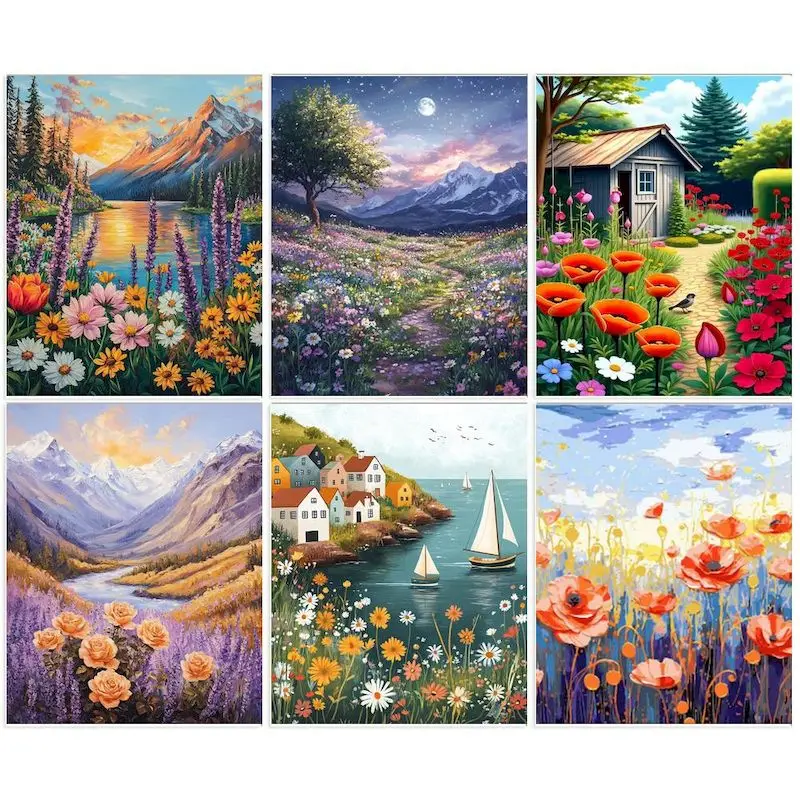 GATYZTORY Paint By Number Landsape Kits DIY Drawing On Canva