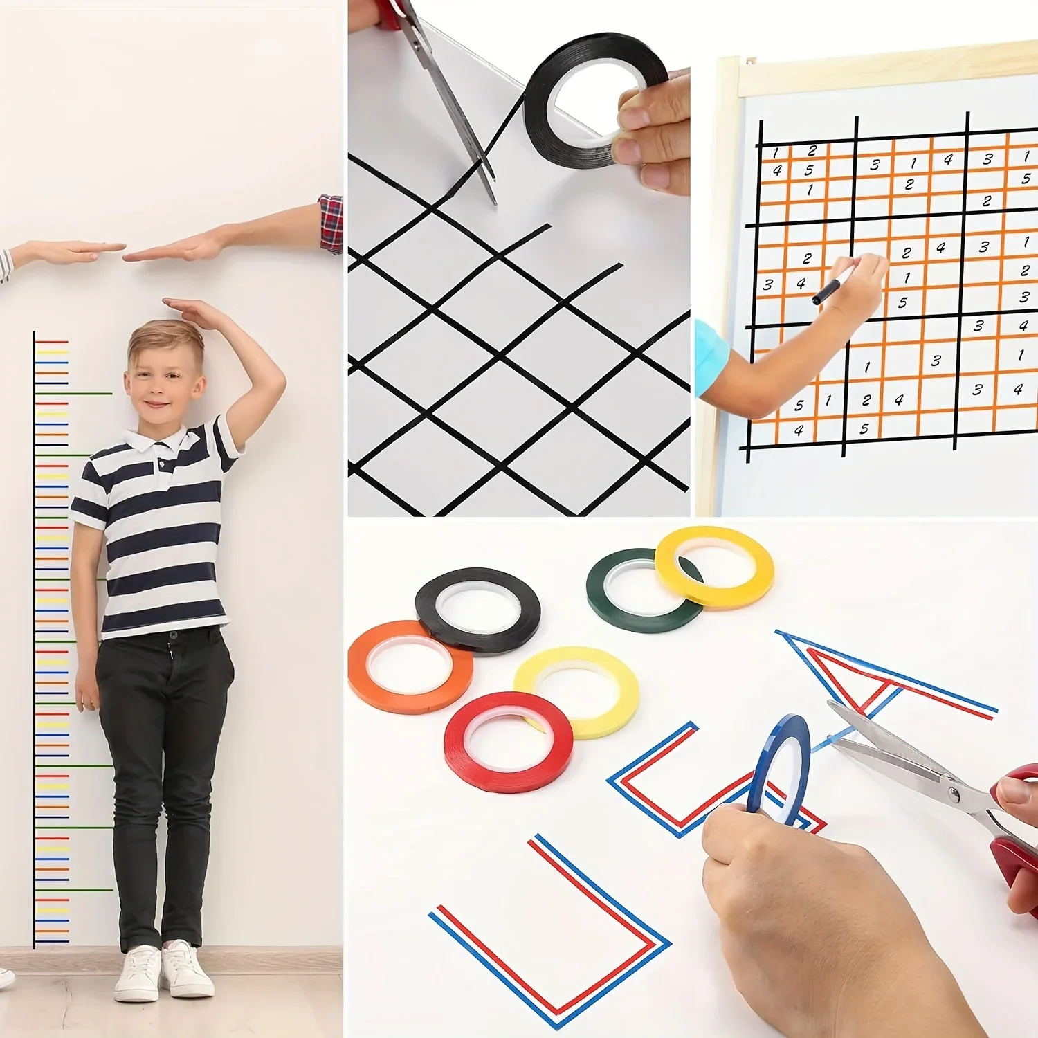 8pcs Whiteboard Tape, Assorted Colors, Thin Tape For Dry Erase Board, Whiteboard Accessories, Dry Erase Board Accessories