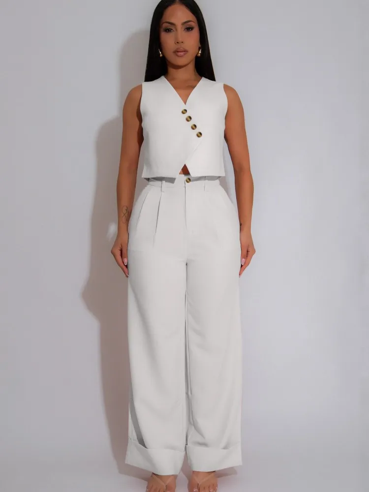 

Женский комплект из 2 предметов, осенне-зимняя рубашка без рукавов, блузка, топ и брюки, костюмы, модные офисные женские одинаковые комплекты, наряд