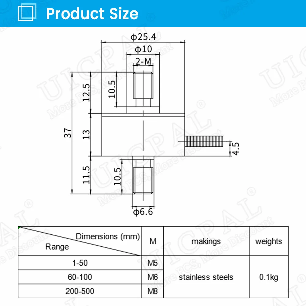 Miniature Pressure Tension Sensor Stainless Steels Automated Load Cell M5 M6 M8 0-5KG 0-50KG 0-500KG Tensile Force Transducer