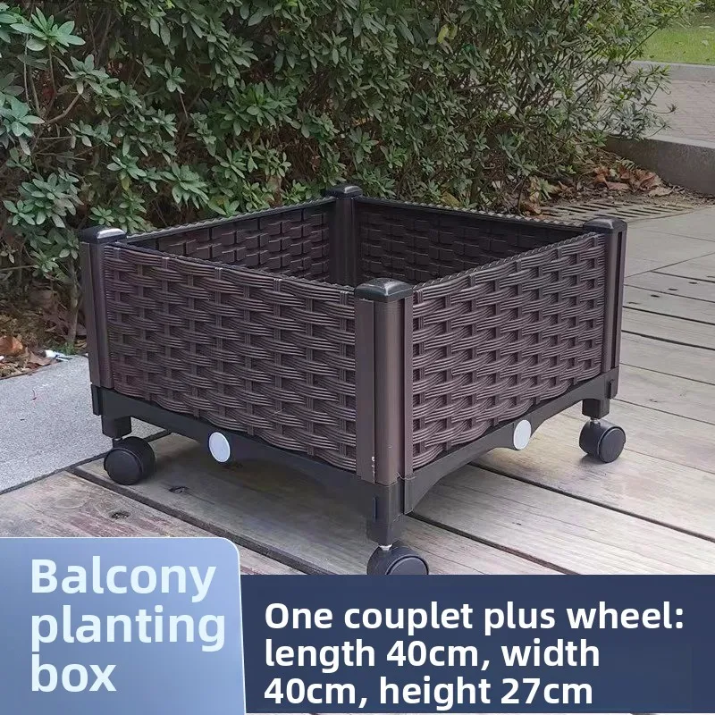 

Wheeled Planter Box Plastic Rectangular Modular Raised Garden Bed Portable Balcony Vegetable Cart Balcony Planting Box Carrito