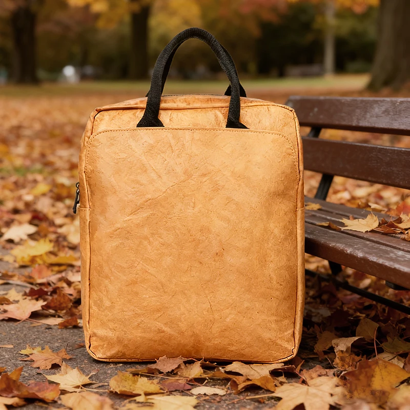 Retro Kraft Backpack for Man and Woman Waterproof Dupont Paper Large Capacity Casual Laptop School Bag Commuter Travel