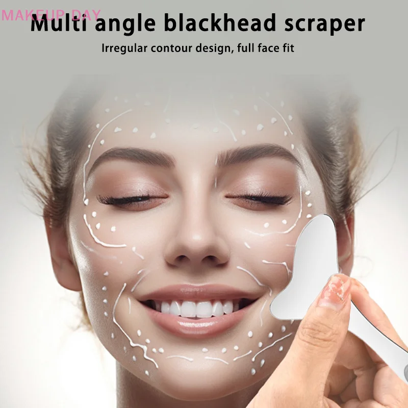 1Pcs Stainless Steel Hair Follicle Cleansing Blackhead Scraper Gua Sha Scraper Massager For Facial Skin Care Board Face Massager