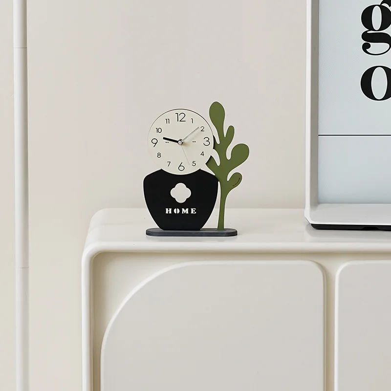 

Creative Wooden Table Clock Modern Home Decor Miniature Models Entryway Desktop Ornament for Living Room TV Cabinet Figurines