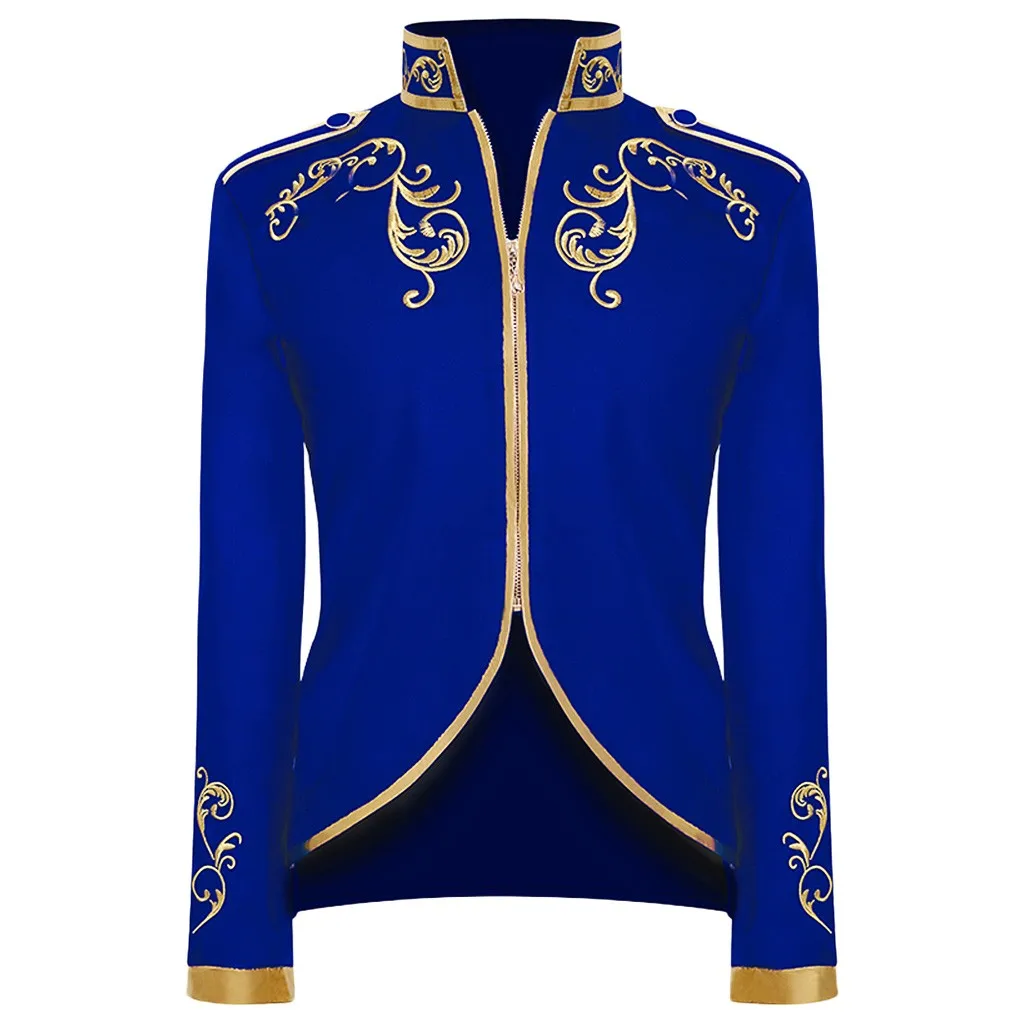 Male Punk Retro Tailcoat Men\'s Fashion Coat Prince Gold Embroidery Suit Sports Jacket Steam Era Gothic Victorian Style Coat