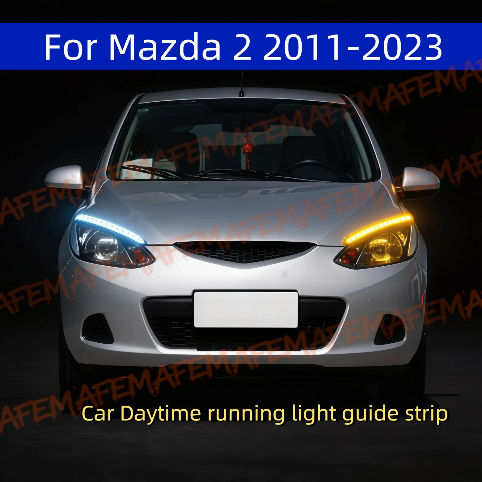 2pcs For Mazda 2 2011-2023 Car DRL Daytime Running Light Start Scan Style Sequential Flowing Turn Signal Light Ultra-Thin LED