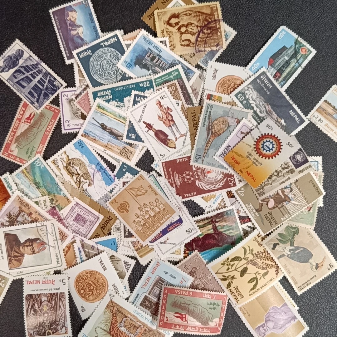 Sellos postales de Nepal, franqueo, 100 países asiáticos raros diferentes, varios temas, sellos postales coleccionables usados, Material para álbum de recortes