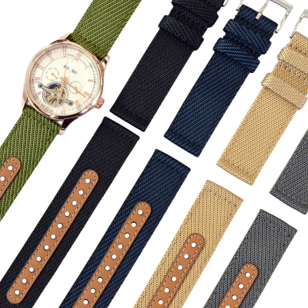 Тканевый нейлоновый ремешок для наручных часов, кожаный браслет для Samsung Galaxy Watch 6 5, Huawei, Плетеный, для мужчин и женщин, 18 мм 20 мм 22 мм