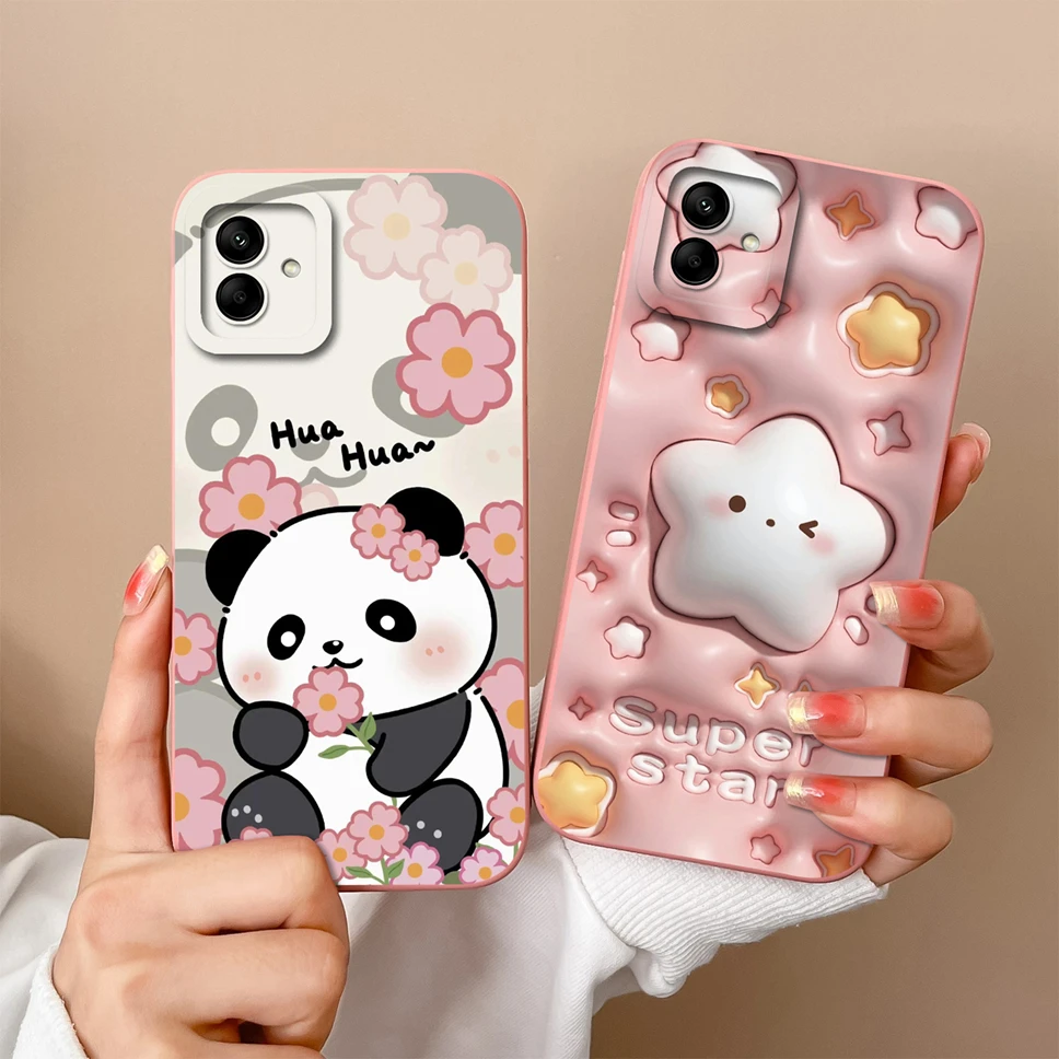 For Samsung Galaxy A04 A04E M04 Phone Soft Case Lovely Funny Panda Liquid Silicone Back Cover For Samsung Galaxy A 04 Funda Capa