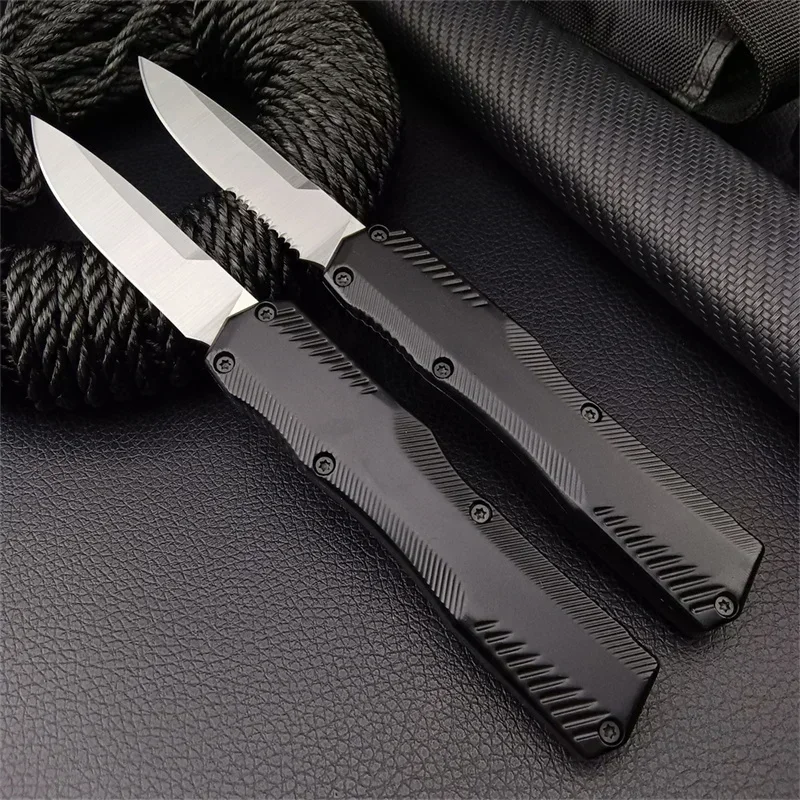 

Fast AUT Opening Knife Black Folding Pocket Knife 440C Blade Zinc Alloy Handle Wilderness Hunting Survival Knife Carry-on Tool