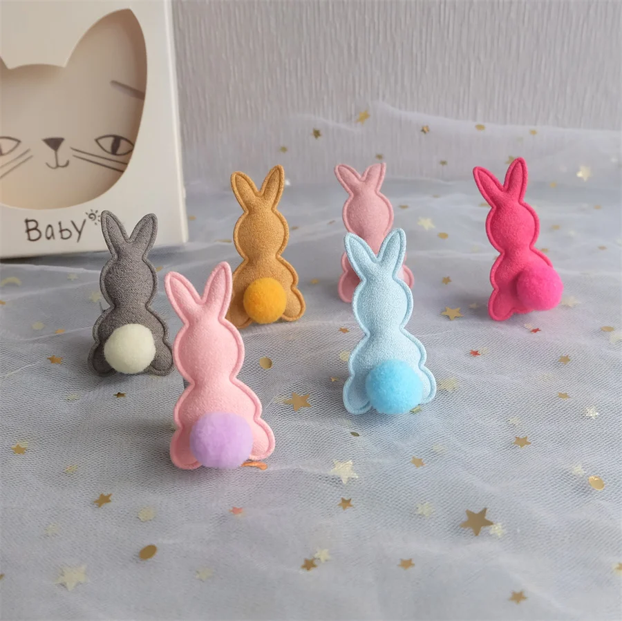 30Pcs/Lot 3*4cm Stripe Rabbit Head Pads Patches Appliques For Craft Clothes Sewing Supplies DIY Hair Clip Accessorie Hat Patches