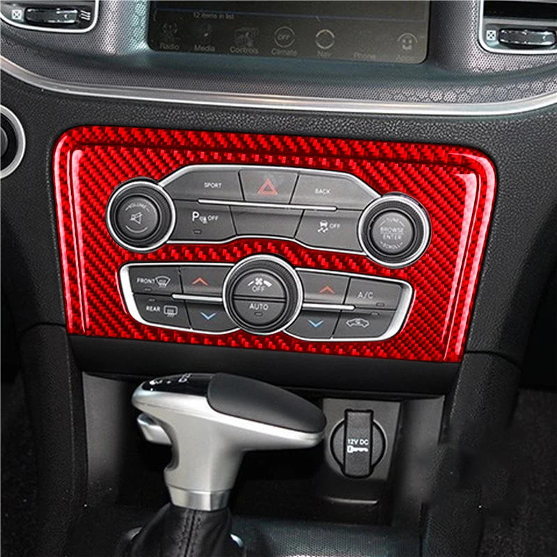 Car Steering Wheel Air Outlet Water Cup Holder Panel Carbon Fiber Red Sticker For Dodge Charger 2015-up Interior  Accessories view 6