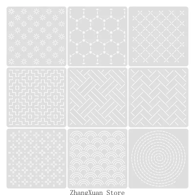 Geometrisches Nähanleitungsset, 13 x 13 PET-Stickanleitung für Nähprojekte, Stoffzeichnungen und Linienarbeiten für den – Detail 4