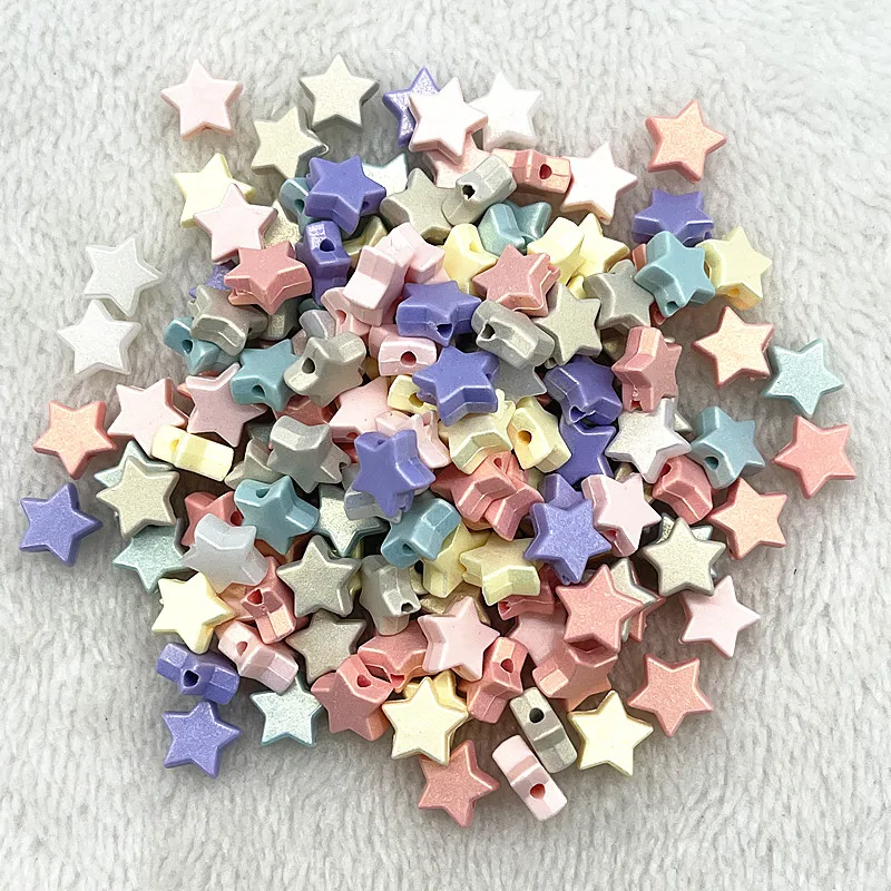 New 50pcs 10mm Colourful Five-pointed Star Acrylic Loose Spacer Beads for Jewelry Making DIY Handmade Bracelets Accessories