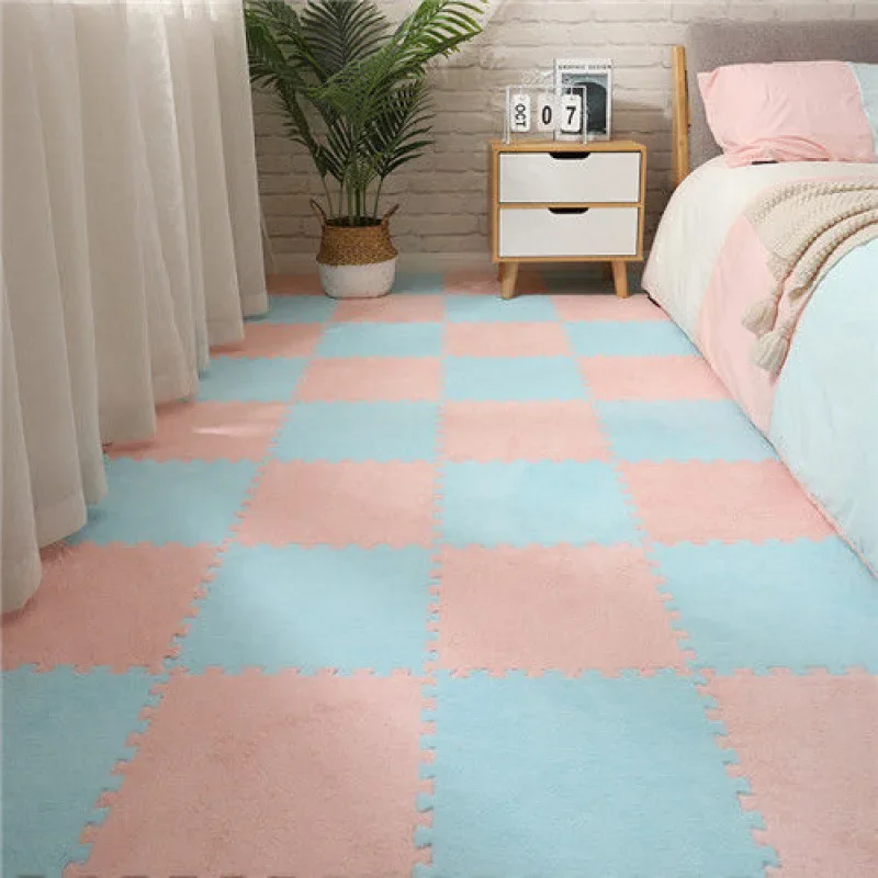 10Pcs Soft Plush Kids Carpet Baby Play Mat 30*30*1CM Eva Foam Puzzle Carpet Interlock Playmat Home Decoration Floor Carpet