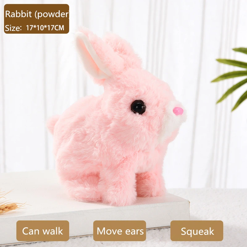 Pluszowa zabawka króliczek elektryczna urocza zwierzątko wypchane lalki puszka do biegania potrząsania uszami dla dzieci prezent urodzinowy na Boże Narodzenie