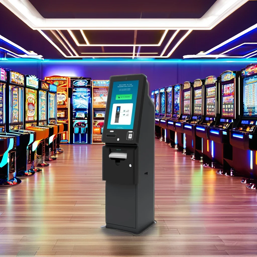 Coin operated Amusement ATM kiosk F53 Puloon cash dispense redemption terminal skill game self service machine