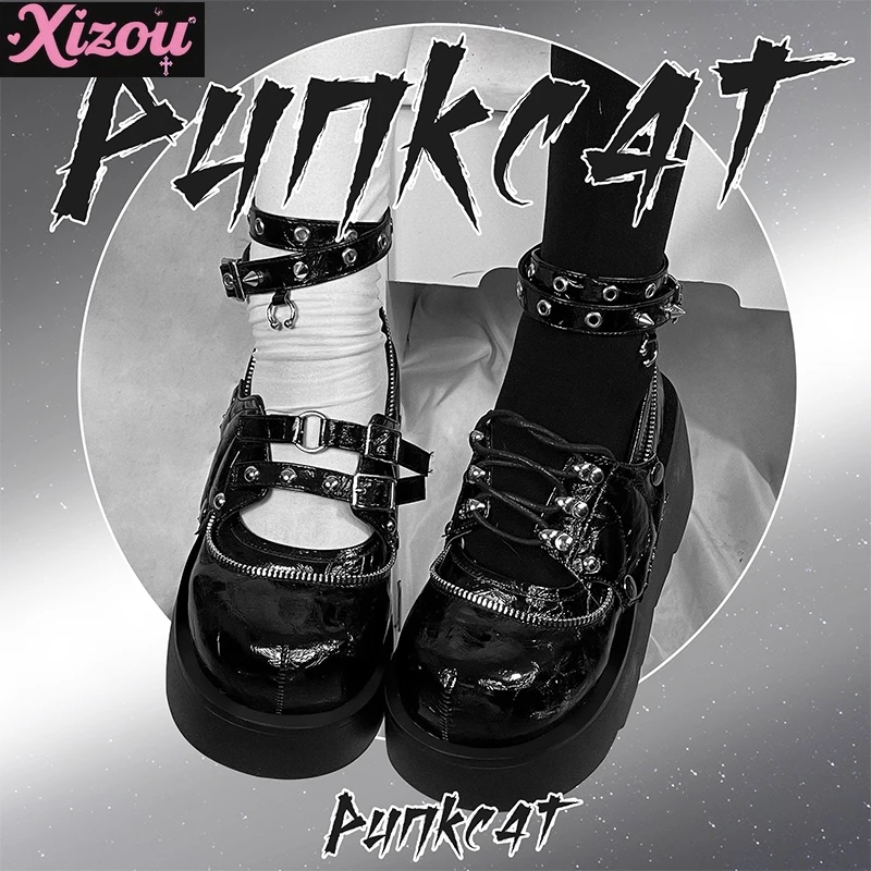 الحلو فتاة باردة الأصلي فاسق أحذية منصة Y2k ثقافة فرعية هوتي القوطي لوليتا رئيس مستدير ماري جان الكعك أحذية للنساء #2