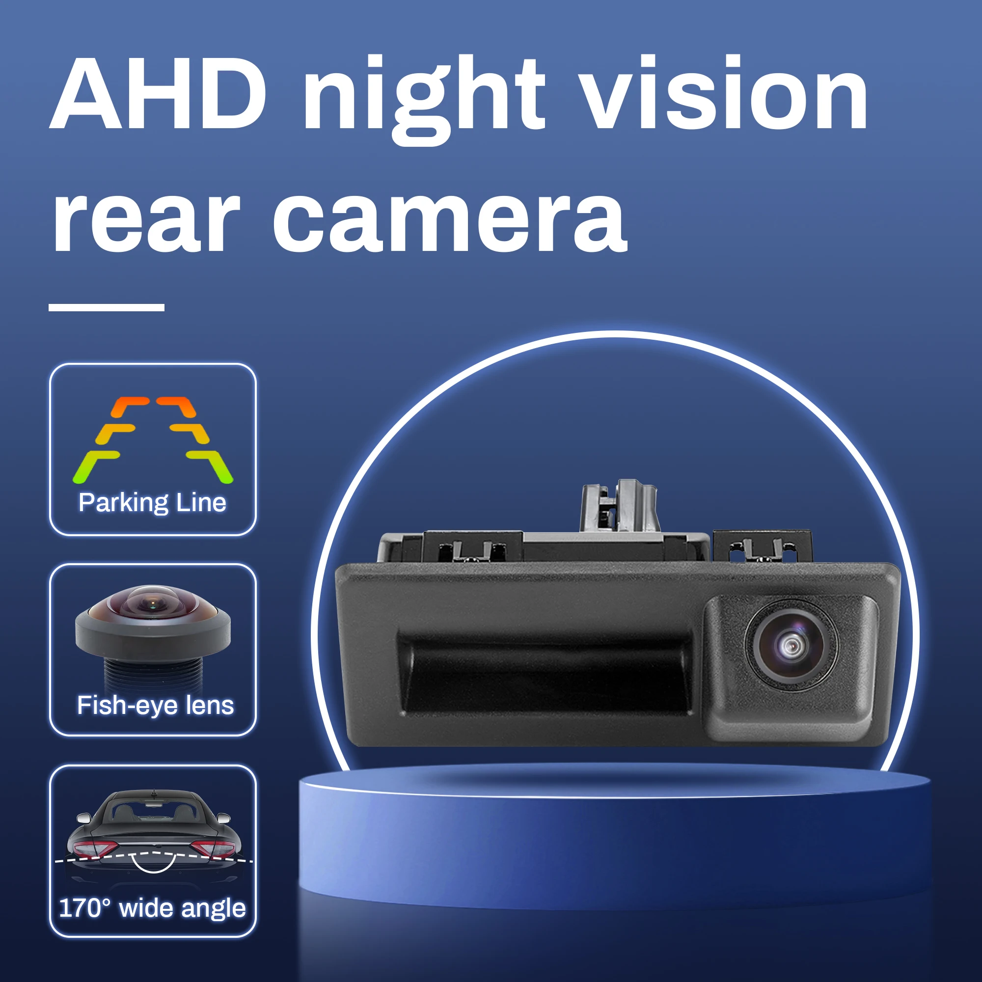 

Камера с ручкой багажника CCD AHD 1080P 170 ° Задний автомобиль для Audi A3 A4 VW Touran Tiguan Caddy T5 T6 Polo Skoda Speed Octavia